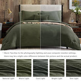 Geniospin Dark Olive Green Queen Comforter Set - 7 Pieces Comforter Queen Size, Solid Bedding Set for All Season, Textured Bed in a Bag with Sheets Geniospin
