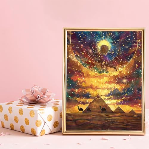 DIY 5D Diamond Painting Kits for Adults, Egypt Diamond Arts Kits, Pyramid Diamond Art Kit, Full Round Drill Diamond Paintings Mosaic Kits for Adults for Wall Room Decor, Gifts for Women 12x16 inch YL Mainland
