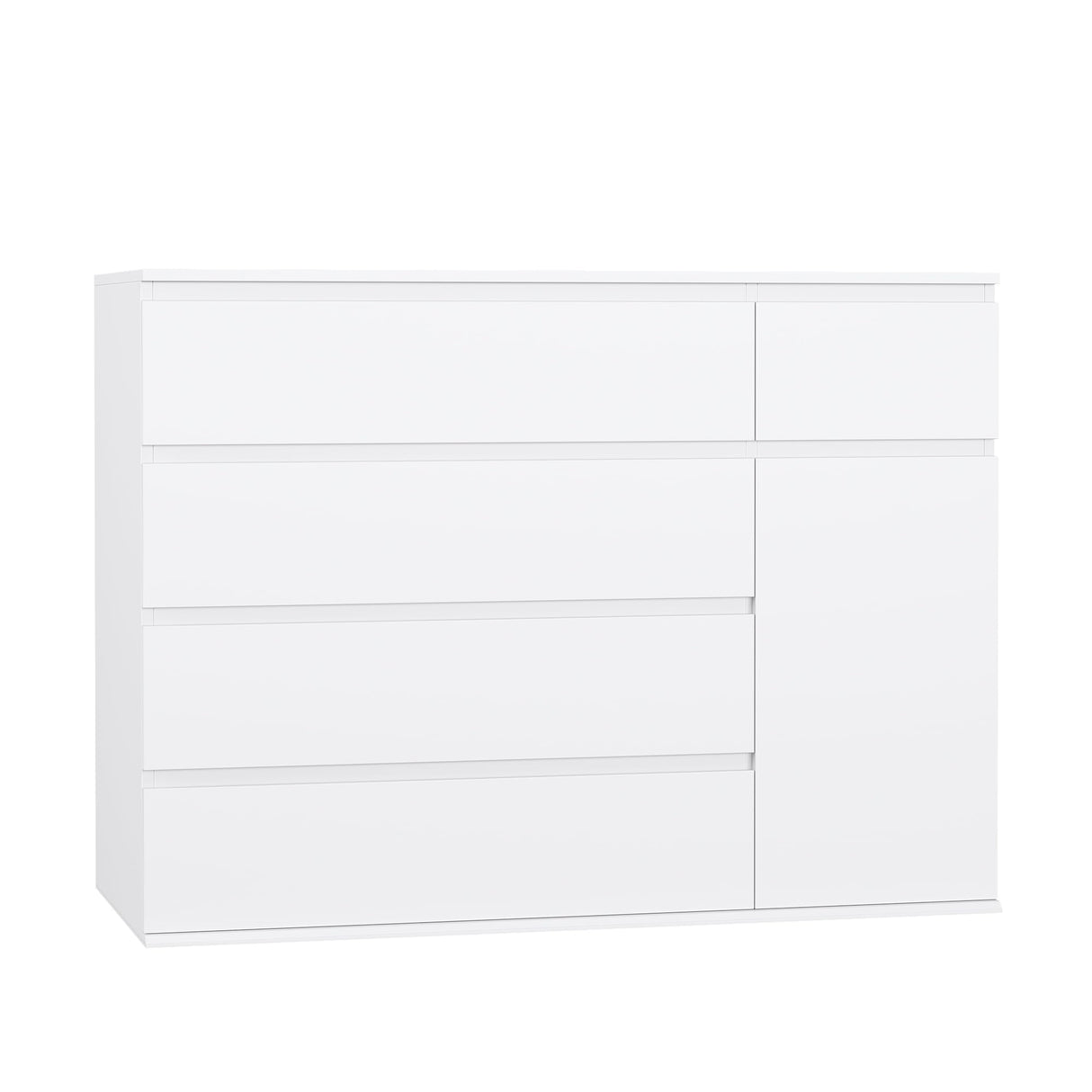 FOTOSOK White Dresser with 19.5'' Deeper Depth, White Chest of Drawers Modern Dresser for TV Stand, Nursery Dresser Wide Storage Chests of Drawer with Door, Deep Drawers and Wide Storage Space FOTOSOK