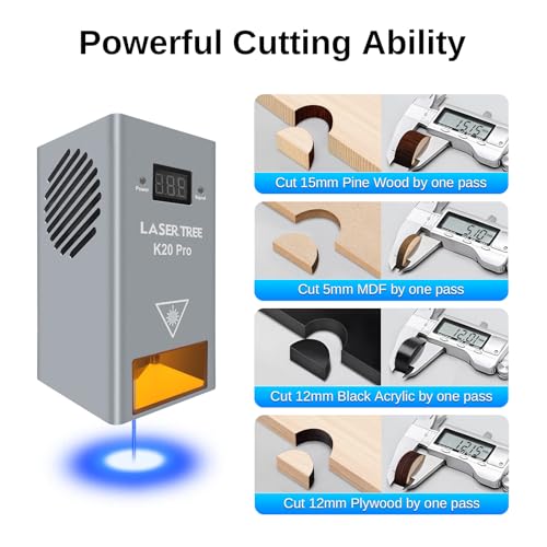 LASER TREE Laser Module, 20W(20000 mW) Output Diode Laser Cutter Module, Higher Accuracy Laser Engraving Module for Wood, Metal, Acrylic, Suitable for Laser Engraver Cutter DIY Machine, Class 4 LASER TREE