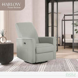 Evolur Harlow Upholstered Power Glider Recliner with USB Charging – Rocking & 360° Swivel with Smooth Glide – Greenguard Gold & FSC Certified – Modern Nursery and Living Room Chair in Light Grey Evolur