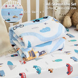 NacoMoco 3-Piece Crib Bedding Set for Boys Girls - Ultra Soft & Skin Friendly Baby Bedding Set Includes Crib Comforter, Sheet & Crib Skirt(Vehicle) NacoMoco