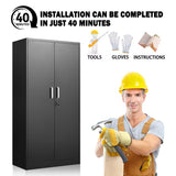 Approgreent Metal Storage Cabinet with Adjustable Shelves, Garage Cabinet with 2 Lockable Doors, Garage Storage Cabinet, Kitchen Pantry Cabinet - 71'H, Black Approgreent