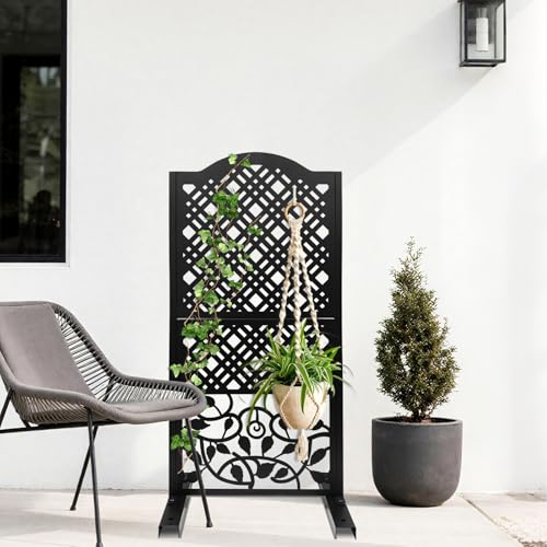Metal Privacy Screen Outdoor 40"×20" Freestanding Decorative Privacy Panels for Balcony Garden or Backyard Outdoor Room Divider for Patio XOCUWU