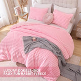 Smoofy Fluffy Queen Comforter Set 3 Pieces - Pink Fleece Fluffy Comforter Set, Luxury Fuzzy Queen Bedding Set, Soft Warm Bed Set All Season, Heavy Faux Fur Comforter with 2 Pillow Cases Smoofy