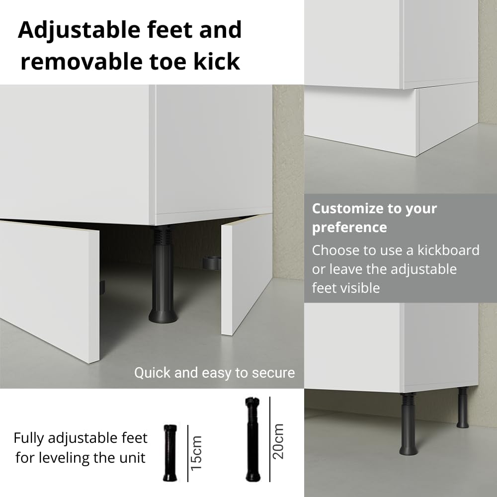 Madesa Heavy-Duty Garage and Utility Room Base Storage Cabinet with 2 Doors and 3 Drawers Storage Shelves 47 Inch Wooden Organization Unit - White Madesa