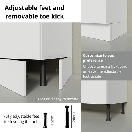 Madesa Heavy-Duty Garage and Utility Room Base Storage Cabinet with 2 Doors and 3 Drawers Storage Shelves 47 Inch Wooden Organization Unit - White Madesa