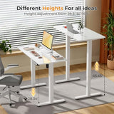 JOY worker Small Electric Standing Desk, 40" x 20" Whole Glass Piece Height Adjustable Desk with Memory Controller, White Sit to Stand Desk Workstation for Home Office JOY worker