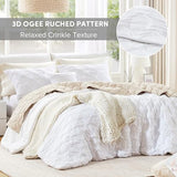 Comfort Spaces Twin/Twin XL Comforter Set for College Ogee Ruched Crinkle Texture Breathable Comforter Set Twin Dorm All Season Lightweight Bedding Set Shabby Chic Décor Pilow White 3 Piece Comfort Spaces