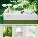 Hansleep Full Size Memory Foam Mattress Pad Topper, Full Foam Mattress Topper Viscose Derived from Bamboo, Full Bed Mattress Pad Cover for Back Pain Relief, 78" x 80", White Hansleep