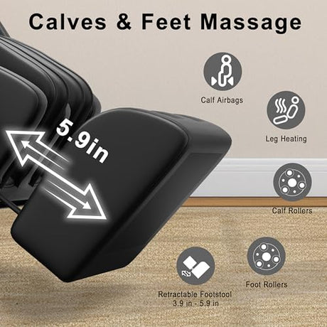 LIYIH Massage Chair Full Body, Zero Gravity Massage Recliner with 12 Fixed Casters, Full Body Airbag Massage, Waist and Leg Heating, Automatic Retractable Footrest, AI Voice Control LIYIH