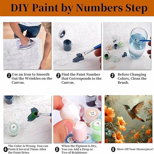 Hummingbird Paint by Numbers Kit for Adults, Paint by Numbers Flower Pattern Design DIY Easy Canvas Crafts for Adults Beginner with 3 Brushes and Acrylic for Room Decor, Gifts 24x32 Inch -bby2506O6 WoodArtSupply