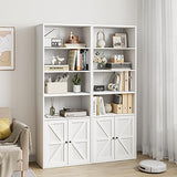 White Industrial Bookcase with Doors - 71.4in Tall Farmhouse Wooden Bookshelves by IDEALHOUSE IDEALHOUSE