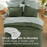 Bedsure Queen Comforter Set - 7 Pieces Olive Green Queen Bedding Set for All Seasons, Boho Contrasting Design Bed in a Bag with Comforter, Sheets, Pillowcases & Shams Bedsure
