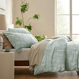 Bedsure Duvet Cover Queen Size - Reversible Green Queen Duvet Cover Set with Zipper Closure, 3 Pieces Floral Patterned Bedding Set with 8 Corner Ties and 2 Pillow Shams Bedsure