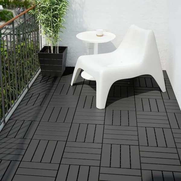 36 sq. ft Plastic Interlocking Deck Tiles, 36 Pack,12"x12" Waterproof Outdoor Flooring All Weather Use, Patio Floor Decking Tiles for Porch Poolside Balcony Backyard, Dark Grey