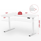 SANODESK Dual Motor L-Shaped Electric Standing Desk Height Adjustable Stand up Desk with 3 Drawer File Cabinet,63 x 40 Inches White Top/White Frame SANODESK