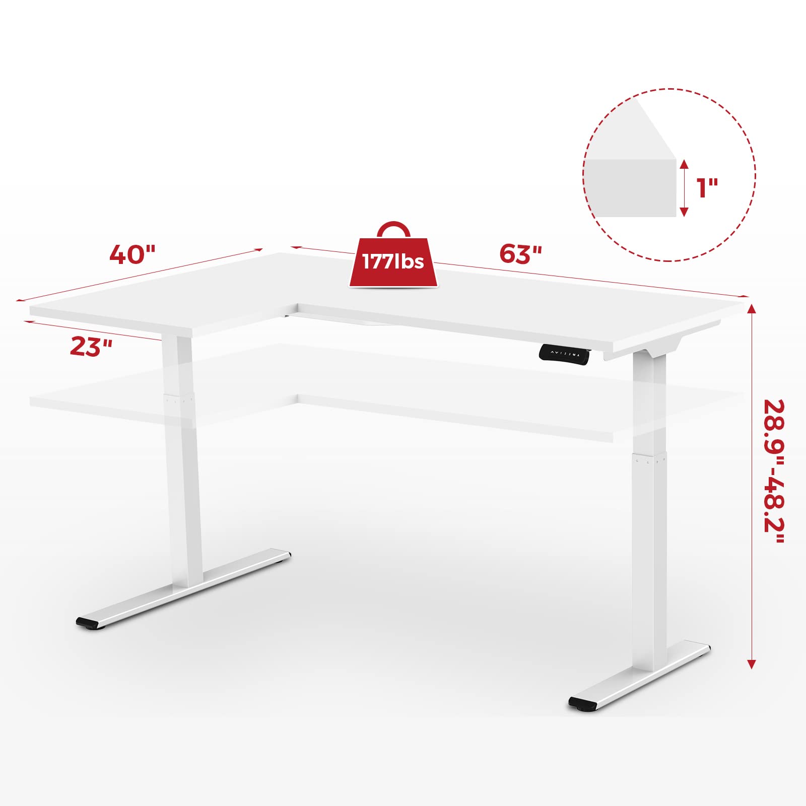 SANODESK Dual Motor L-Shaped Electric Standing Desk Height Adjustable Stand up Desk with 3 Drawer File Cabinet,63 x 40 Inches White Top/White Frame - WoodArtSupply