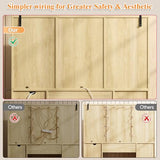 47'' W Large Vanity Desk with Mirror and Lights, 8 Storage Shelves 7 Drawers Vanity Table, Big Makeup Vanity Desk with 3 Lighting Modes, Vanity Dresser with Charging Station, Sliding Mirror (Natural) knoworld