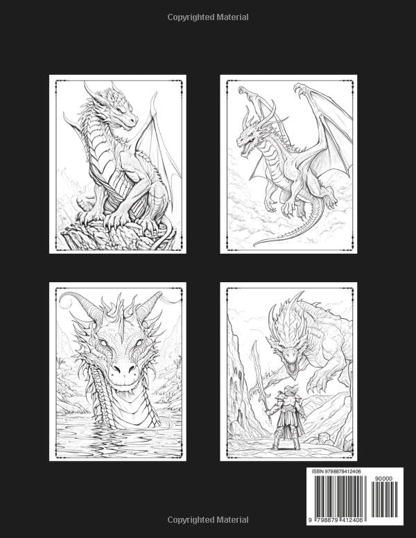 Dragons Coloring Book: Adult and Teen magical coloring book of mythical dragons with 50 beautiful large illustrations perfect for stress relief and relaxation Lindesa