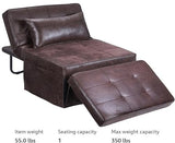 BIGSYY Sofa Bed, Set of 4 in 1 Multi-Function Folding Ottoman Breathable Linen Couch Bed with Adjustable Backrest Modern Convertible Chair for Living Room Apartment Office, PU Imitation, Brown BIGSYY