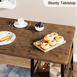 CABIHOME Dining Table Set for 2, Kitchen Table and Upholstered Chairs for 2, 3 Piece Counter Height Bar Table Set with 3 Large Storage Shelves for Small Space, Apartment, Studio, Rustic Brown CABIHOME