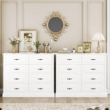 finetones White Dresser Chest of Drawers, Wood Dresser 8 Drawer with Steel Handles, Modern Dresser Drawers Floor Storage Cabinet for Living Room Hallway Office finetones