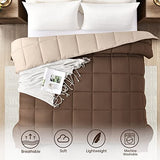 Homelike Moment Comforters Queen Size - Brown Duvet Insert Down Alternative Bed Queen Comforter, Lightweight Bedding Comforters Full Size Quilted Soft All Season Reversible Chocolate Brown/Beige Homelike Moment