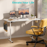 Simple Deluxe Electric Standing Desk, Adjustable Height, 24x40 Inches, Sit Stand Up Desk with Cable Management, White Simple Deluxe