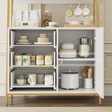 HITHOS 69" Tall White Gold 4-Tier Bookshelf with Storage Drawers and Elegant Design HITHOS