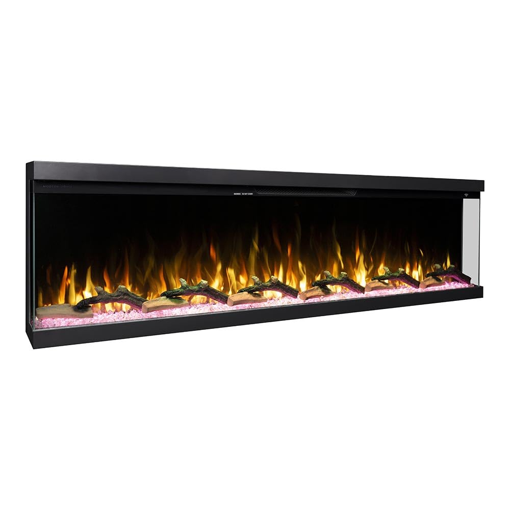 Modern Ember Skyline 72 Inch Linear Multi-Sided 3D Wi-Fi Smart Electric Fireplace - 1,000+ Flame & Ember Bed Color Combinations, Fully or Partially Recessed | Works with Alexa and Google Assistant