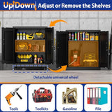 GAIOUS Metal Storage Cabinet with Lock and Wheels, Steel Office Cabinet with 2 Door and 2 Adjustable Shelves, 35” Tall Lockable File Cabinet, Garage Cabinet, Rolling Cabinet for Home Office - Black GAIOUS