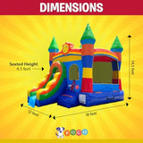 Pogo Inflatable Bounce House with Inflatable Water Slide for Kids, Backyard Commercial Castle Outdoor Playhouse Bouncer with Water Slide, Includes Blower, Anchor Stakes & Storage Bag, 18 x 12 x 14.5 Pogo Bounce House