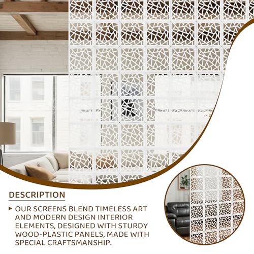 24 Pcs PVC Hanging Room Divider,Flower Carving Pattern Panels,Decorative Wall Screen Panel, Room Divider Partitions Panel Screen for Decorating Bedroom Dining Kitchen Office Studio 29 * 29cm PICKUTS