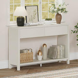 FATORRI Entryway Console Table with 2 Drawers, Modern Sofa Table for Living Room, Couch Tables Behind Sofa and Hallway Tables with Storage (47.2 inch, Antique White) FATORRI