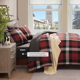 AMBERSPACE Full Size Comforter Set, Red Plaid Bedding Set 7 Pieces for Boys Girls, Classic Checkered All Season Bed in a Bag for Dorm with Sheets, Pillowcases & Shams AMBERSPACE