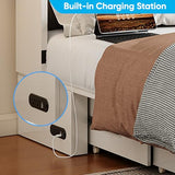 Mjkone 63" Width Queen Size Murphy Bed Cabinet with Charging Station, Mattress Included, Storage Cabinet Murphy Bed Chest Cabinets with Foldable Panel for Guest Small Spaces, Home Offices, White Mjkone