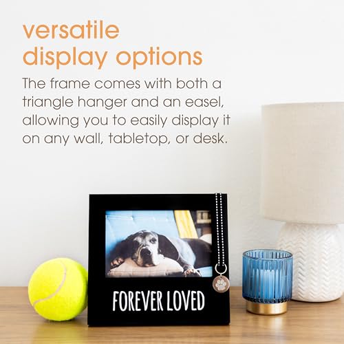 Pearhead Forever Loved Pet Keepsake Picture Frame, Photo Frame for Pet Owners and Dog Lovers, Ideal Memorial Gift for Loss of Dog and Pet Remembrance, Wall Mount And Tabletop Frame, Black