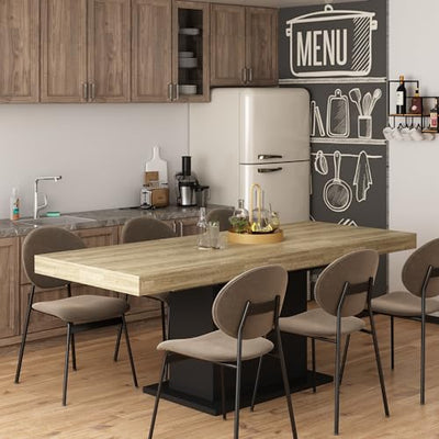 Homsee Extendable Dining Table for 8-10 People, Modern Wood Rectangular Expandable Kitchen Table Dinner Table for Ninng Room, Brown and Black