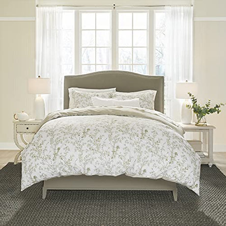 Laura Ashley Home - Queen Duvet Cover Set, Cotton Reversible Bedding with Matching Shams, Medium Weight Bedding for All Seasons (Lindy Green, Queen) Laura Ashley