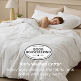 Bedsure 100% Washed Cotton Duvet Cover Full Size - Natural White Minimalist Cotton Duvet Cover Linen Like for All Seasons - GentleSoft™ Plain Simple Bedding (Natural White, Full, 80"x90") Bedsure