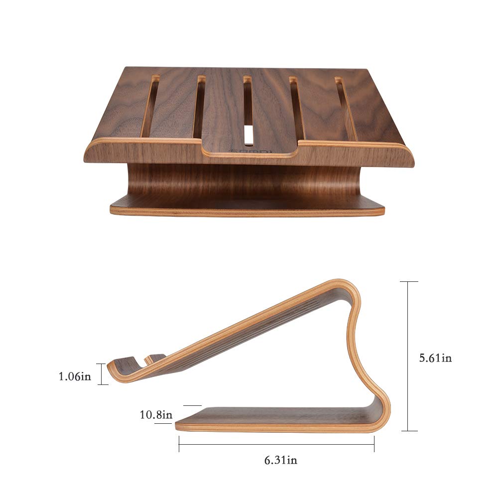 SAMDI Wood Laptop Stand for Desk,Laptop Holder Stand,Wooden Cooling Computer Holder,Suitable for Most laptops Heat Dissipation Shelf (Walnut) SAMDI