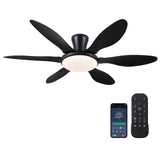 Ceiling Fans with Lights, 51 inch Modern Black Low Profile Ceiling Fan with Light and Remote App Control, Flush Mount, Quiet DC Reversible, Dim Led Ceiling Fan 6 Blade Softer Wind Indoor/Outdoor Patio BayDay