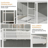 HSUFLWS Metal Queen Over Queen Bunk Bed with Trundle, Heavy Duty Bunk Beds with Full-Length Guardrails & Double Side Ladders, 3 Bunk Beds for Kids Teens Adults, Noise-Free (White, Queens Over Queens) HSUFLWS