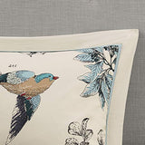 Madison Park Quincy Cozy Comforter Nature Scenery Design - All Season Bedding, Matching Bed Skirt, Decorative Pillows, Quincy, Leaf & Bird Khaki King(104"x92") 7 Piece