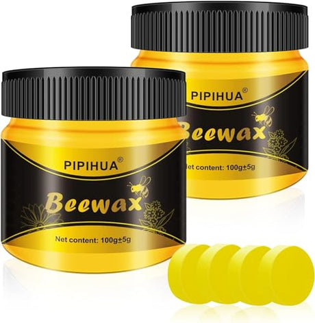 PIPIHUA Beeswax Polish and Conditioner for Wood Furniture - Waterproof & Repair Wax, Multipurpose Wood Cleaner and Furniture Polish (2 x 100g with 4 PIPIHUA