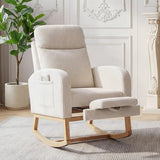 Garvee Teddy Fleece Nursery Rocking Chair,Upholstered Glider with 26" High Backrest, Padded Seat,Modern 300 Lbs Weight Capacity Accent Recliner for Living Room, Bedroom, Reading