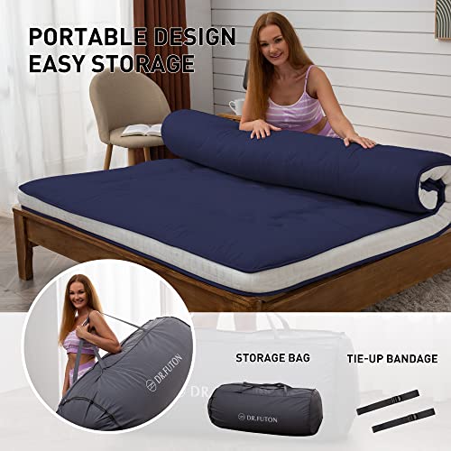 Dr.Futon Japanese Floor Futon Mattress Extra Thick Folding Roll Up Bed Topper Mat for Guest,Lounger and Tavel Dr.Futon