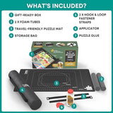 Point Games Rubber Puzzle Mat, Jigsaw Roll Up Mat for Puzzles - Jigsaw Mat 1500 Pieces Protector, Saver, Organizer, Non-Slip Rubber Bottom, Polyester Top w/Storage Bag + Bonus Puzzle Glue Point Games