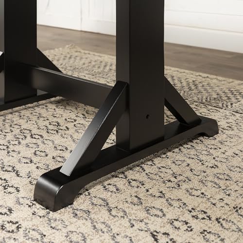 Walker Edison 6 to 8 Person Wood Modern Farmhouse Expandable Dining Room Table with Leaf Kitchen Dining Chairs, 60 Inch, Antique Black Walker Edison